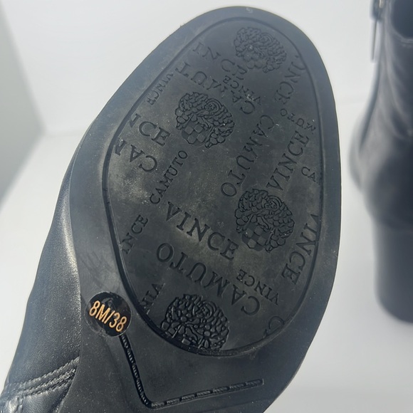 VINCE CAMUTO Black Leather Ankle Boots Sz 8 - Picture 5 of 6